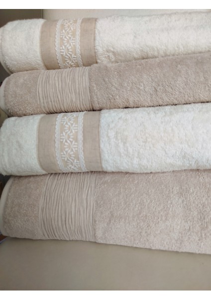 Tuana Keten Gipürlü 4 Parça Kutulu Banyo Takımı 2 Adet 90X150 cm 2 Adet 50X90 cm fırsatları