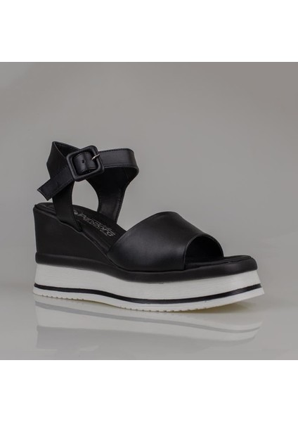 Siyah Tek Şerit Dolgu Topuk Kadın Sandalet fiyatları