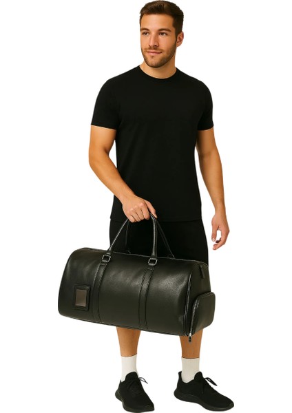 Spor Çantası Ayakkabı Bölmeli Seyahat Deri Siyah fiyatları