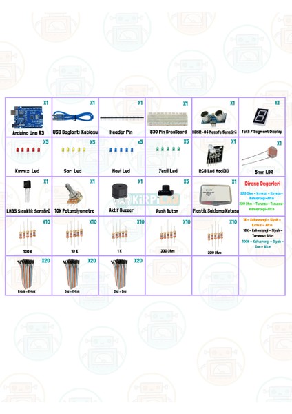 Arduino Başlangıç Seti 25 Parça 147 Bileşenli Maker Seti + Saklama Kutulu