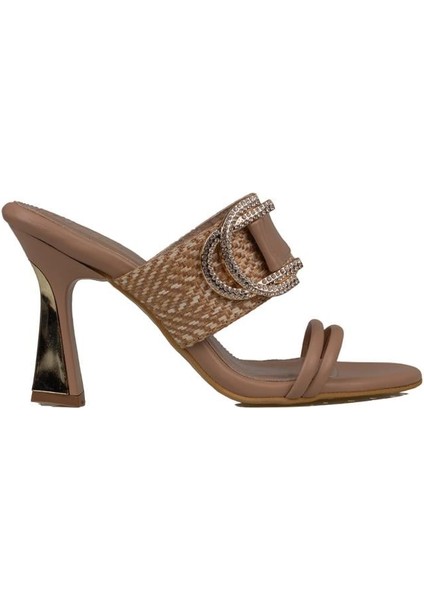 Kahverengi Hasır Taşlı Kadın Klasik Terlik