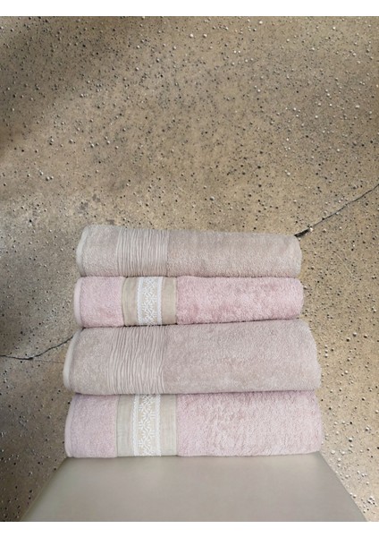 Tuana Keten Gipürlü 4 Parça Kutulu Banyo Takımı 2 Adet 90X150 cm 2 Adet 50X90 cm