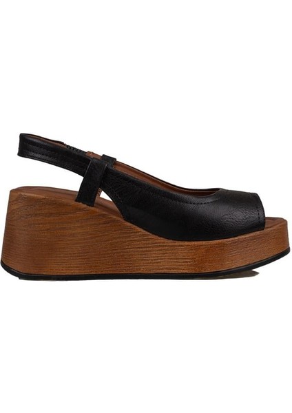 Siyah Kalın Hafif Dolgu Topuk Kadın Sandalet fiyatları