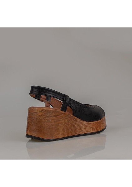 Siyah Kalın Hafif Dolgu Topuk Kadın Sandalet fırsatları