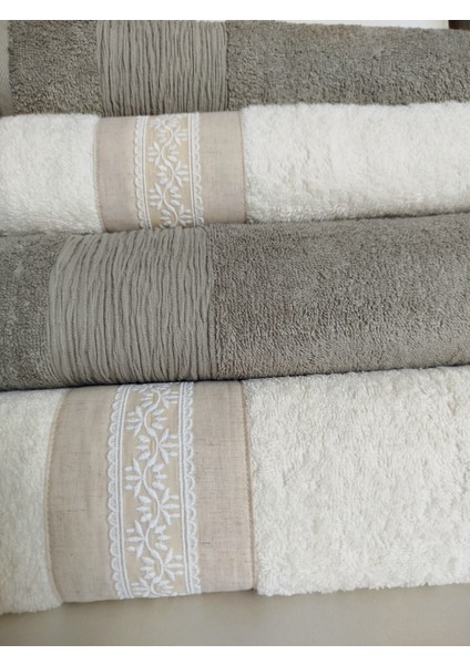 Tuana Keten Gipürlü 4 Parça Kutulu Banyo Takımı 2 Adet 90X150 cm 2 Adet 50X90 cm fırsatları