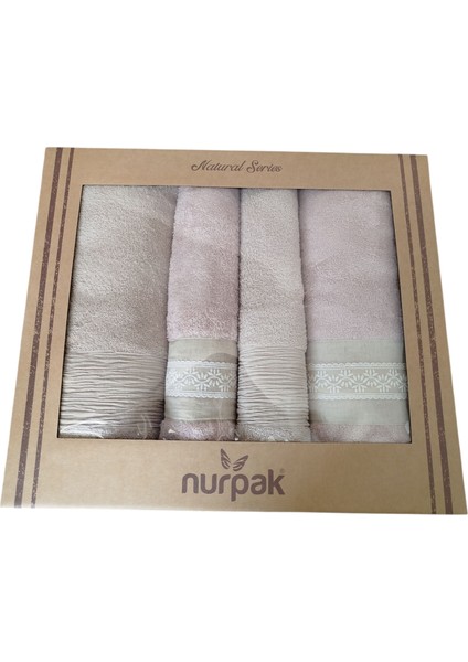 Tuana Keten Gipürlü 4 Parça Kutulu Banyo Takımı 2 Adet 90X150 cm 2 Adet 50X90 cm
