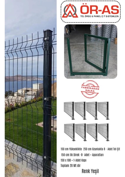 Panel Çit Takım ( 150 cm Yükseklik 20 mt Uzunluk ) ( 150 x 100 Kapı -)