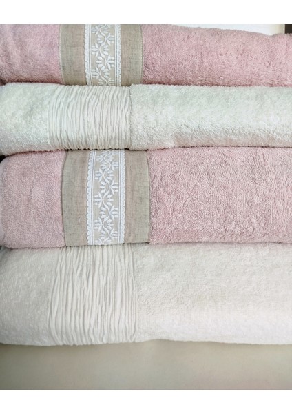 Tuana Keten Gipürlü 4 Parça Kutulu Banyo Takımı 2 Adet 90X150 cm 2 Adet 50X90 cm modelleri