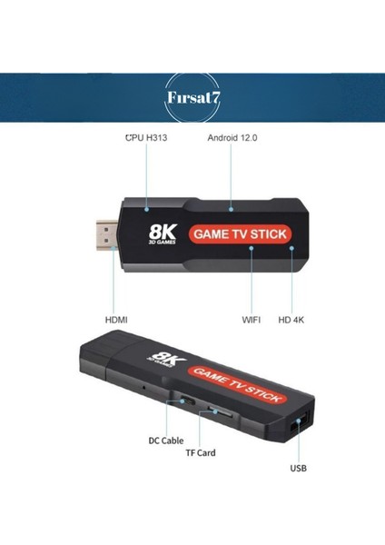 36500 Oyunlu Atari 5g 8k Hdr Ultra Hd 64 GB Tv Box + Game Box Android Tv + Oyun Konsolu 2 In1 Cihaz
