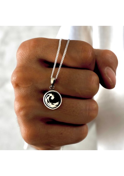 Gümüş Dalga Figürlü Kolye 925 Ayar Gümüş Dalga Model Unisex Kolye modelleri