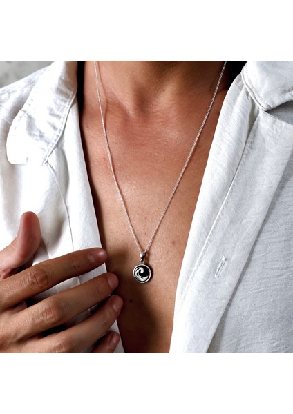 Gümüş Dalga Figürlü Kolye 925 Ayar Gümüş Dalga Model Unisex Kolye indirimleri