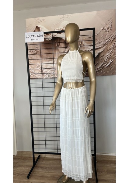 Beyaz Sırtı Dekolteli Etekli - Büstiyer Takım fiyatları
