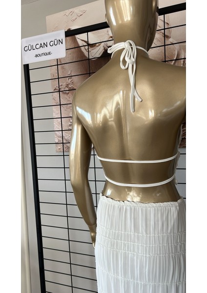 Beyaz Sırtı Dekolteli Etekli - Büstiyer Takım fırsatları