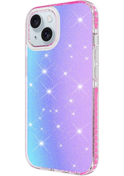 Apple iPhone 15 Kılıf Parlak Renk Geçişli Xemu Velle Kapak-Pembe indirimleri