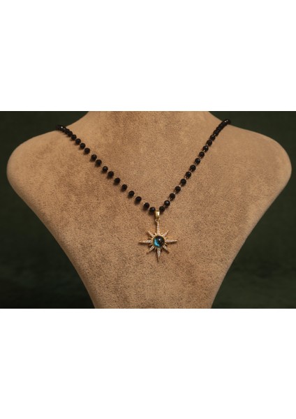 Mavi Taşlı Güneş Çelik Kolye fiyatları