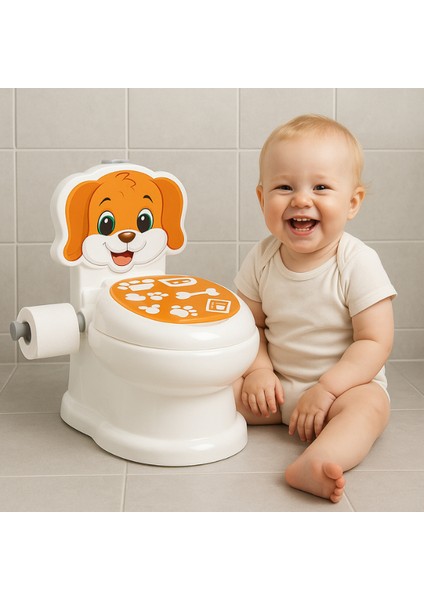 Işıklı ve Su Sesli Köpek Şekilli Eğitici Çocuk Lazımlık Klozet | Tuvalet Eğitimi Için Oyuncak Klozet