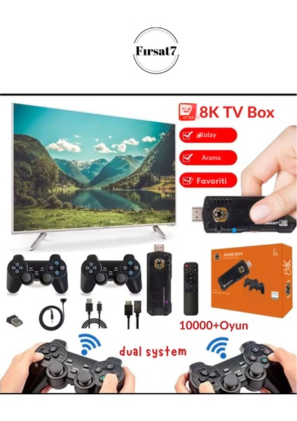 5g 8k Ultra Hd 64 GB Tv Box + Game Box Android Tv + Oyun Konsolu 2in1 Youtube Netflix Oyun Konsolu