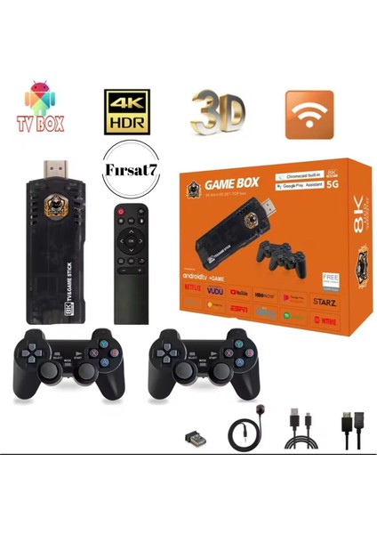 5g 8k Ultra Hd 64 GB Tv Box + Game Box Android Tv + Oyun Konsolu 2in1 Youtube Netflix Oyun Konsolu fiyatları