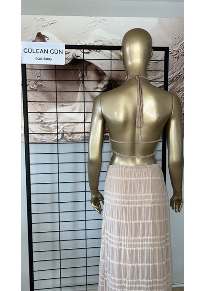 Bej Sırtı Dekolteli Etekli - Büstiyer Takım fırsatları