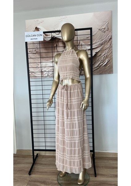 Bej Sırtı Dekolteli Etekli - Büstiyer Takım fiyatları