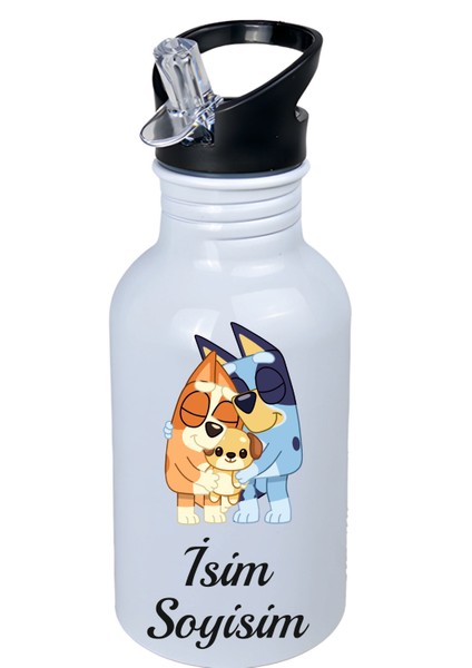 Bluey Kopçalı Pipetli Matara-Suluk Kişiye Özel