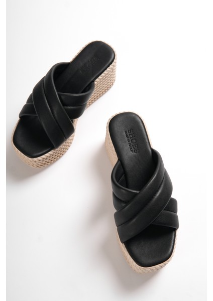 Melena Yüksek/kalın Ortopedik Taban Dolgu Topuklu Kadın Günlük Terlik Kt Siyah fiyatları