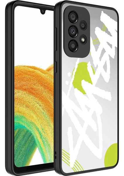 Galaxy A33 5g Kılıf Aynalı Desenli Kamera Korumalı Parlak Xemu Mirror Kapak-Yazı
