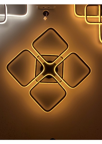 Yüksek Aydınlatmalı Kare Siyah Tavan Plafonyer LED Avize, 3 Renk Aydınlatma modelleri