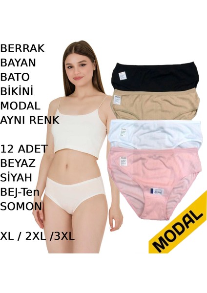 Kadın Bato Bikini Külot Modal 12 Adet Beyaz Siyah Bej Somon Renkli fiyatları
