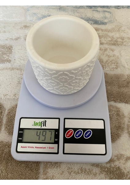 Çiçek Desenli Beyaz Beton Sukulent Saksı indirimleri