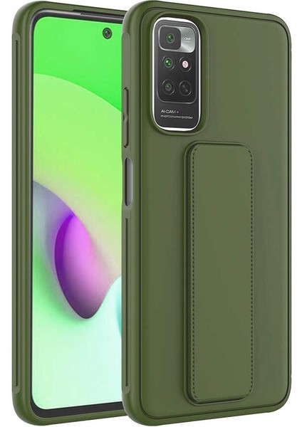 Xiaomi Redmi Note 11 Global Kılıf Xemu Qstand Kapak-Koyu Yeşil