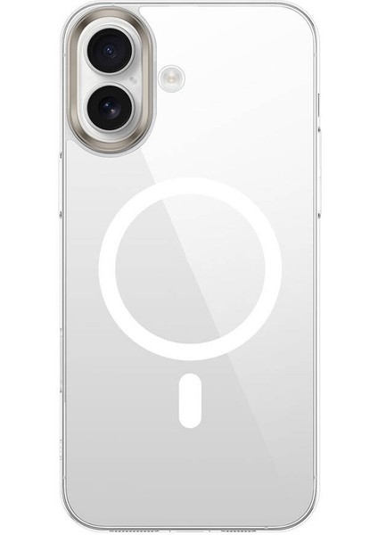 Apple iPhone 16 Kılıf Magsafe Şarj Özellikli Şeffaf Cam Arka Yüzey Xemu G-Glass Kapak-Şeffaf