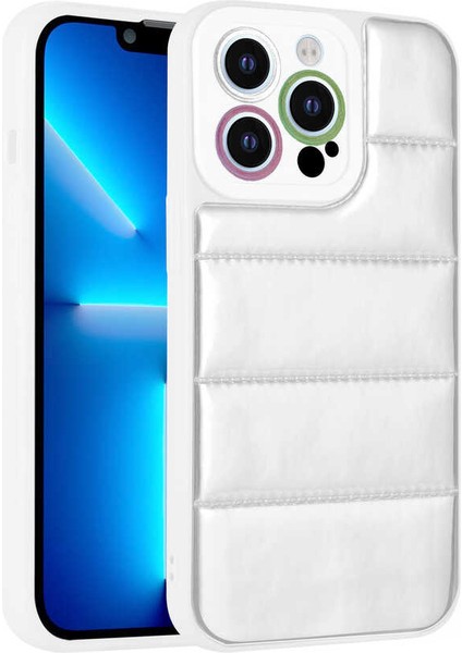 iPhone 12 Pro Max Uyumlu Kamera Korumalı Airbagli Renkli Xemu Seksek Kapak-Gümüş