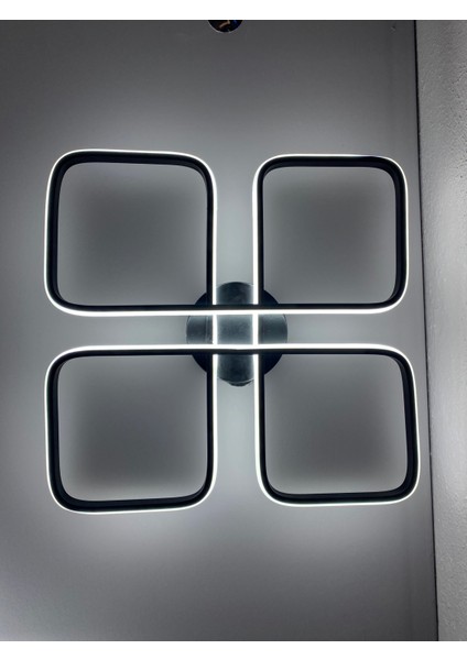 Yüksek Aydınlatmalı Kare Siyah Tavan Plafonyer LED Avize, 3 Renk Aydınlatma