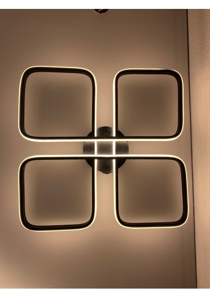 Yüksek Aydınlatmalı Kare Siyah Tavan Plafonyer LED Avize, 3 Renk Aydınlatma modelleri