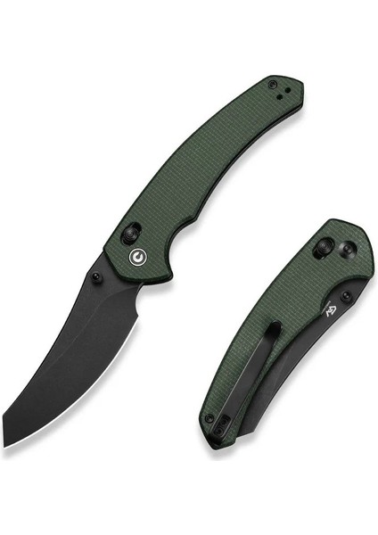 Sixgill Thumb Stud & Crossbar Lock Knife Black Stonewashed Green Micarta Handle Çakı fiyatları