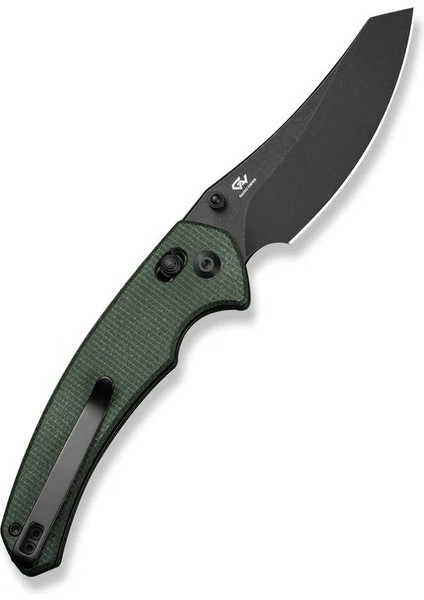 Sixgill Thumb Stud & Crossbar Lock Knife Black Stonewashed Green Micarta Handle Çakı modelleri
