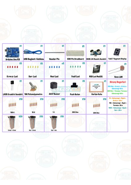 Arduino Başlangıç Seti 24 Parça 126 Bileşenli Maker Seti