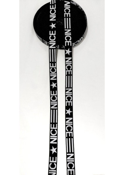 Siyah Beyaz Nice Yazılı Dokuma Şerit fiyatları