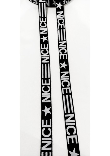 Siyah Beyaz Nice Yazılı Dokuma Şerit modelleri