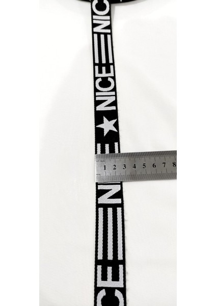 Siyah Beyaz Nice Yazılı Dokuma Şerit indirimleri