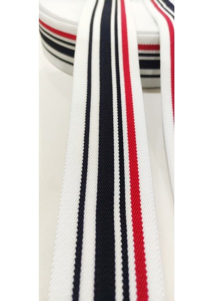 Beyaz Zemin Kırmızı Siyah Lacivert Siyah Çizgli Lastik Şerit fiyatları