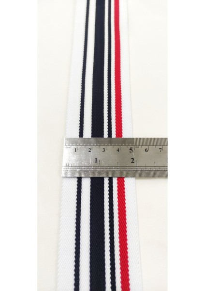 Beyaz Zemin Kırmızı Siyah Lacivert Siyah Çizgli Lastik Şerit indirimleri