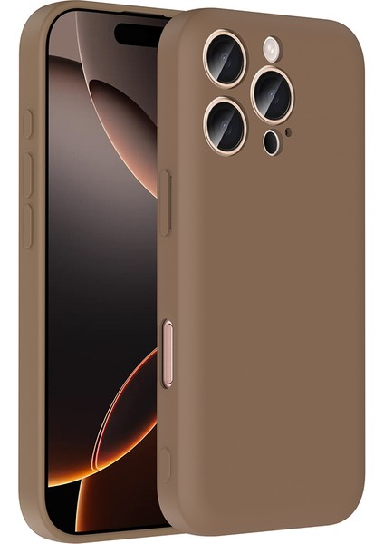 iPhone 16 Pro Kılıf Kamera Korumalı Kartlık Hazneli Xemu Vitra Kapak - Kahverengi