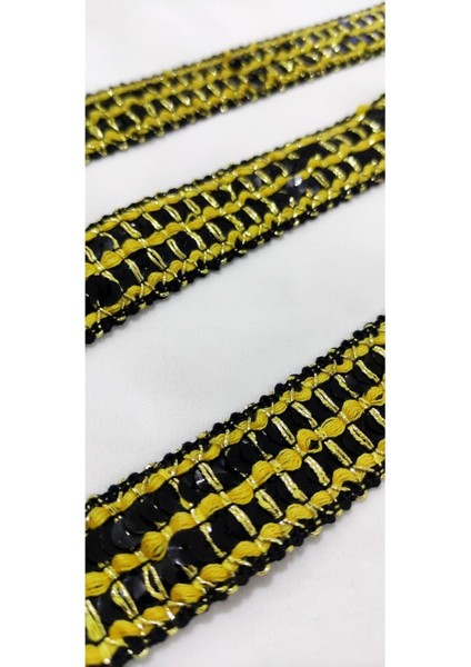 Sarı Renk Siyah Pul Payet Şerit modelleri