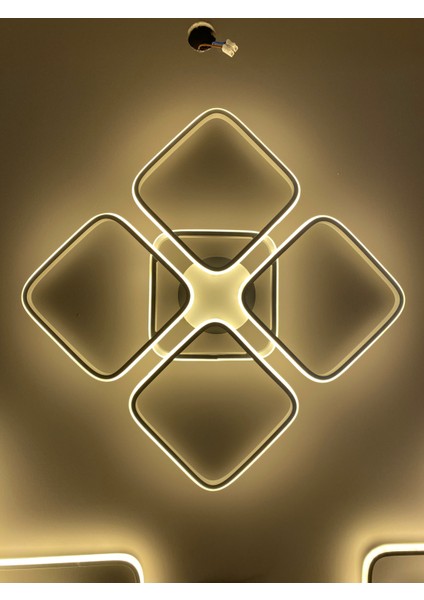 Yüksek Aydınlatmalı Kare Beyaz Tavan Plafonyer LED Avize, 3 Renk Aydınlatma modelleri