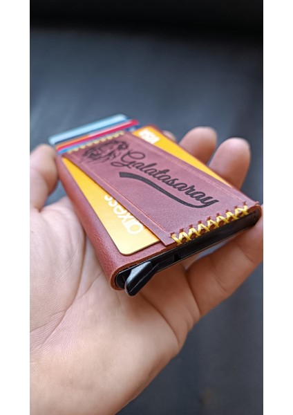 Galatasaray Hakiki Deri El Yapımı RFİD Güvenlikli Mekanizmalı Kartlık indirimleri