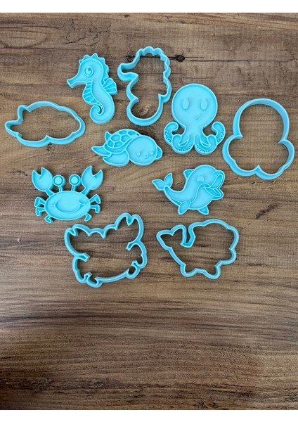 Sevimli Deniz Hayvanları Temalı Kurabiye Kalıbı, Oyun Hamuru Kalıbı, Kil Kalıbı Seti fiyatları
