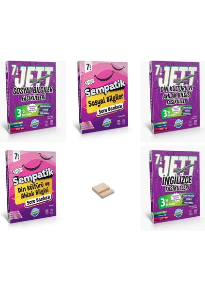 7. Sınıf Sosyal Din ve Ingilizce Jett ve Sempatik Soru Bankası 5li Set + Telefon Tutucu