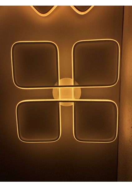 Yüksek Aydınlatmal 4'lü Kare Beyaz Tavan Plafonyer LED Avize, 3 Renk Aydınlatma 4 fiyatları